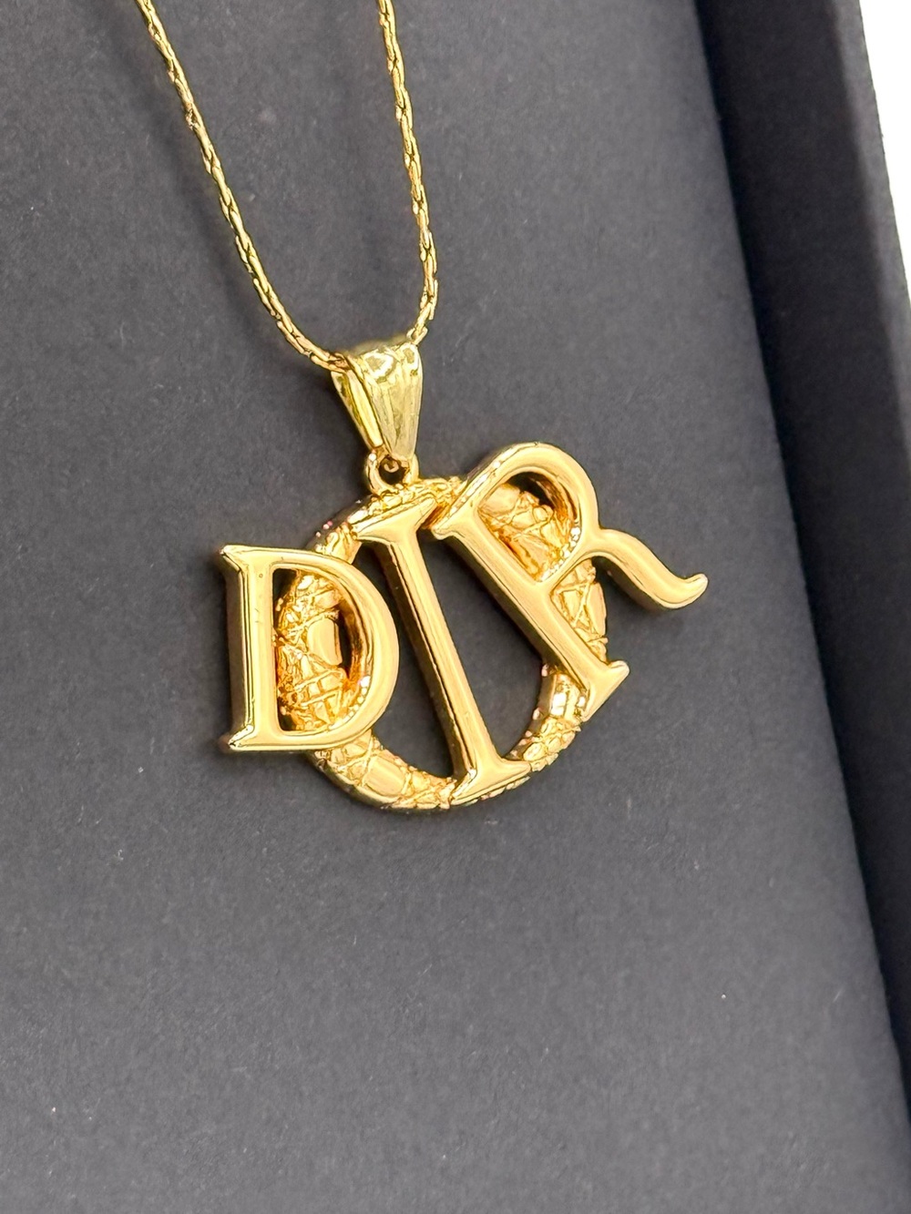 Upcycled Dior Charm Pendant Necklace, Authentic, Stamped, Gold